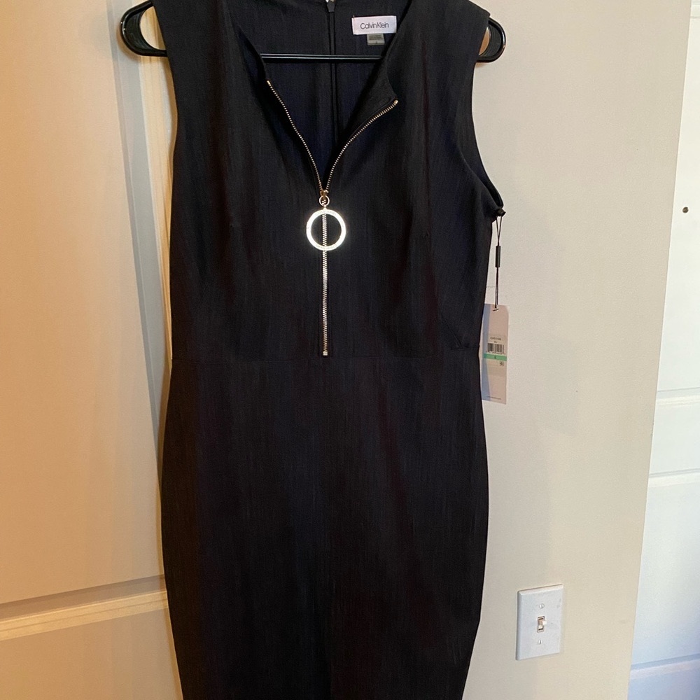 Calvin Klein Denim Zip-front Sleeveless Dress - Size 8